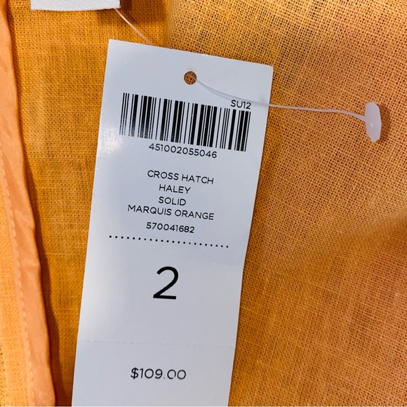 NWT Chico's linen blend Cross Hatch Haley solid marquis orange jacket, size 12 - Picture 7 of 8